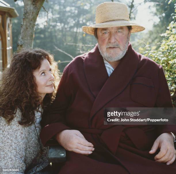 English actress Sarah Miles with her husband, playwright Robert Bolt , 1994.