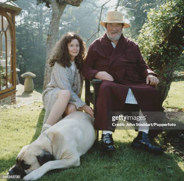 English actress Sarah Miles with her husband, playwright Robert Bolt , 1994.