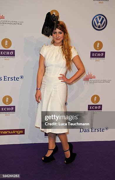 Mia Diekow attends the Echo Award 2013 at Palais am Funkturm on March 21, 2013 in Berlin, Germany.