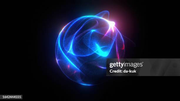 futuristic energy sphere on black background representing ai and future technologies . 3d design element - sinapse imagens e fotografias de stock