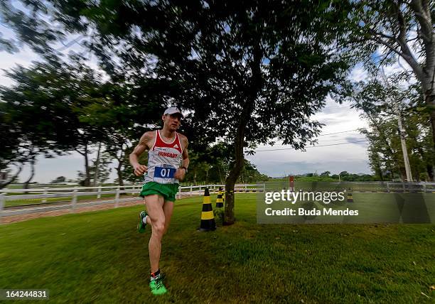 Adam Marosi of Hungary competes in the Men's Pentathlon during the Modern Pentathlon World Cup Series 2013 at Complexo Deodoro on March 21, 2013 in...