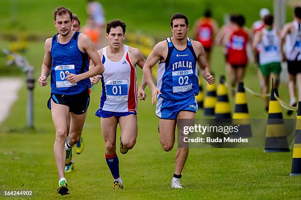 Aleksander Lesun of Russian , Jean Maxence Berrou of France, Pierpaolo Petroni of Italy competes in the Men's Pentathlon during the Modern Pentathlon...