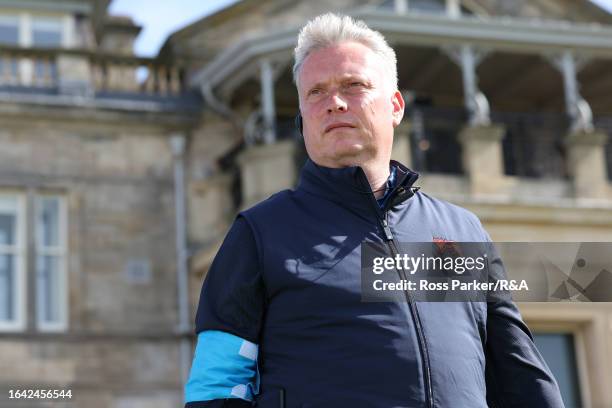 Great Britain & Ireland Captain Stuart Wilson looks on during the Sunday Singles on Day Two of the Walker Cup at St Andrews Old Course on September...