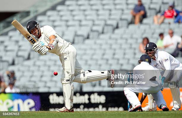 Peter Fulton of New Zealand bats during day one of the Third Test match between New Zealand and England at Eden Park on March 22, 2013 in Auckland,...