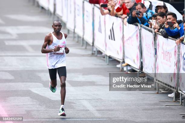 Edwin Kiprop Kiptoo of Kenya, third place of the Men´s 2023 Mexico City Marathon on August 27, 2023 in Mexico City, Mexico.