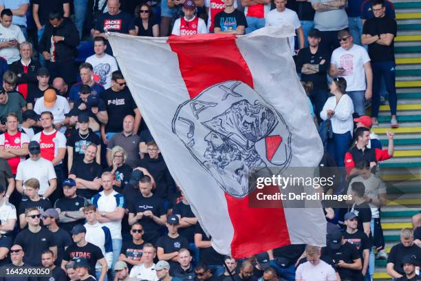 Fans of AFC AJAX prior to the Dutch Eredivisie match between Fortuna Sittard and AFC Ajax at Fortuna Sittard Stadion on September 3, 2023 in Sittard,...