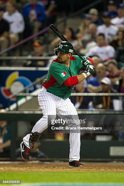 Adrian Gonzalez of Mexico bats against USA during the World Baseball Classic First Round Group D game on March 8, 2013 at Chase Field in Phoenix,...