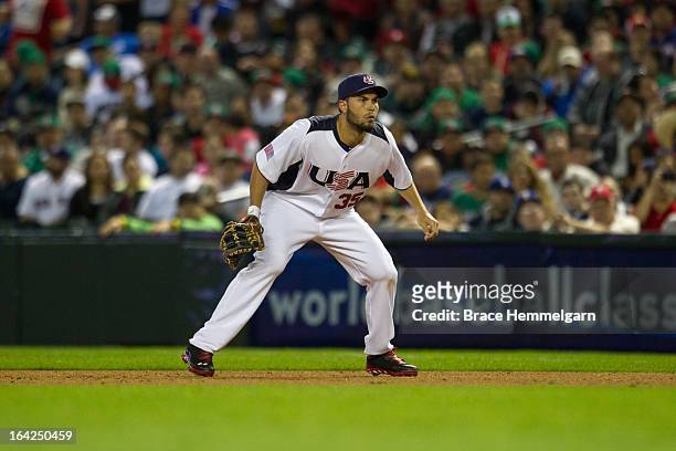 Eric Hosmer of USA fields against Mexico during the World Baseball Classic First Round Group D game on March 8, 2013 at Chase Field in Phoenix,...