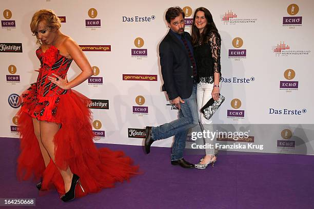 Annemarie Eilfeld, Jan Sosniok and Nadine Moellers attend the Echo Award 2013 at Palais am Funkturm on March 21, 2013 in Berlin, Germany.