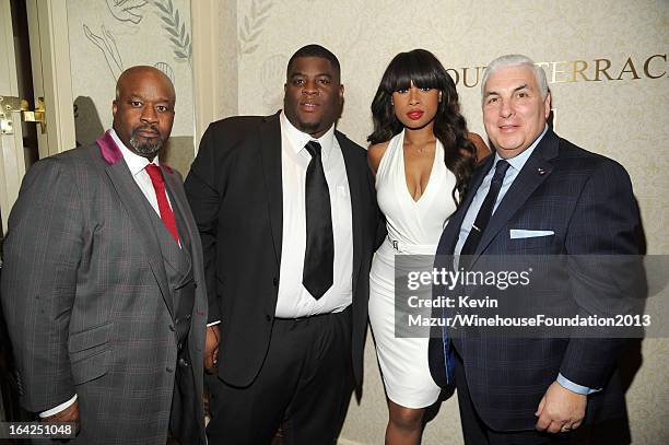 Salaam Remi, Jennifer Hudson and Mitch Winehouse attend the 2013 Amy Winehouse Foundation Inspiration Awards and Gala at The Waldorf=Astoria on March...