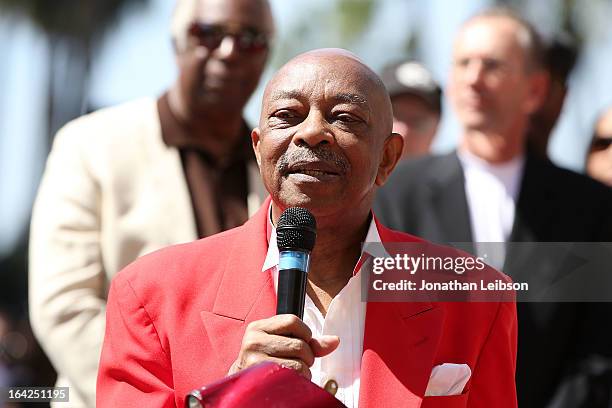 Eddie Willis attends the honoring of The Funk Brothers star on the Hollywood Walk of Fame on March 21, 2013 in Hollywood, California.