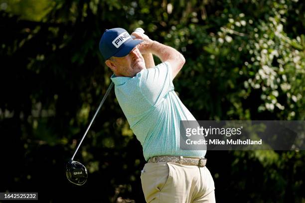 Jeff Maggert of the United States hits a tee shot on the second hole during the final round of the The Ally Challenge presented by McLaren at Warwick...