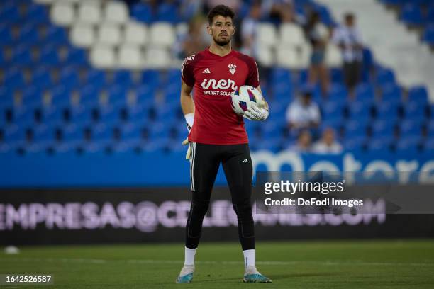 Diego Altube of Albacete Balompie looks on prior to the LaLiga Hypermotion match between CD Leganes and Albacete BP at Estadio Municipal de Butarque...