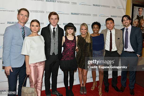 Benjamin Epps, Olesya Rulin, Eddie Hassell, Joey King, Kristin Chenowith, Lisa Lauren Smith, Chase Maser and Adam Saunders attend "Family Weekend"...