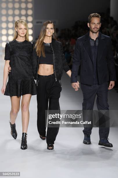 Erin Heatherton , Izabel Goulard and Paul Walker walk the runway at the Colcci show during Sao Paulo Fashion Week Summer 2013/2014 on March 21, 2013...