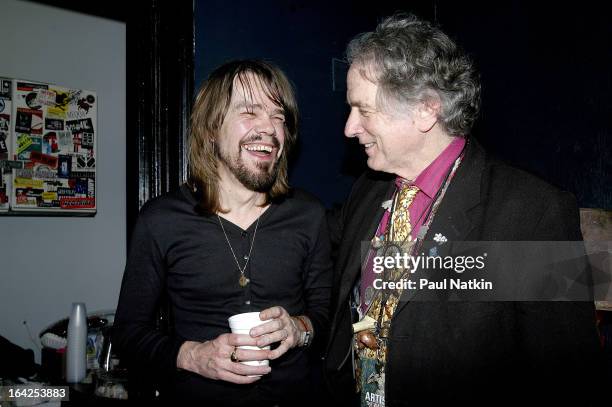 American musicians David Johansen and David Amram share a laugh backstage, Chicago, Illinois, March 8, 2003.