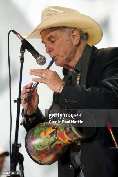 American musician and author David Amram performs on stage at Livestrong Sporting Park during Farm Aid, Kansas City, Kansas, August 13, 2011.