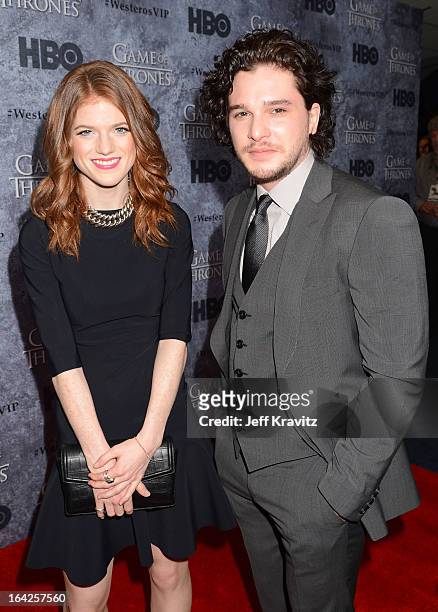 Actors Kit Harington and Rose Leslie attend HBO's "Game Of Thrones" Season 3 Seattle Premiere on March 21, 2013 in Seattle, Washington.
