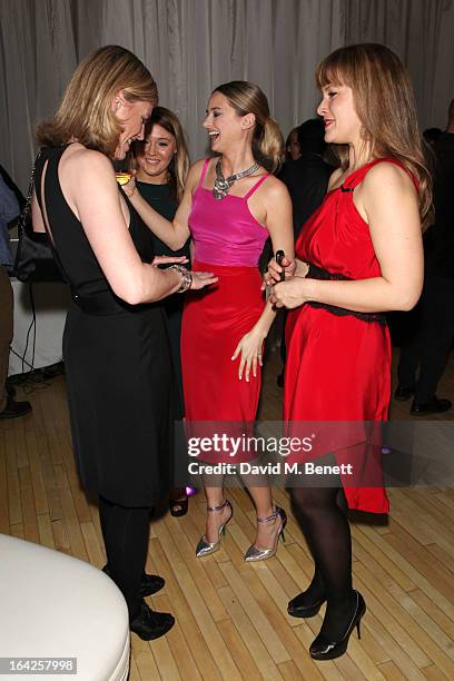 Jacqueline Stuart, Sasha Ternent and Alina Hamza attend the launch party for Atelier-To-Go at Agua Spa, The Sanderson Hotel on March 21, 2013 in...