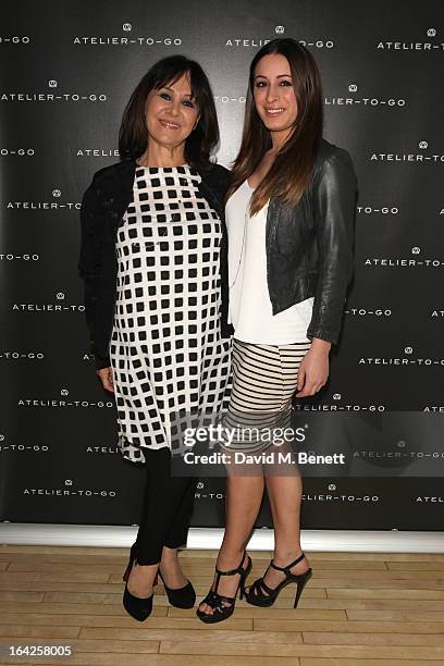 Alana Phillips and mother Arlene Phillips attend the launch party for Atelier-To-Go at Agua Spa, The Sanderson Hotel on March 21, 2013 in London,...