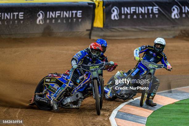 Jack Holder leads Max Fricke and Jason Doyle during the FIM Speedway Grand Prix of Great Britain at the Principality Stadium, Cardiff on Saturday 2nd...