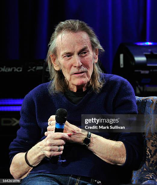 Singer/songwriter Gordan Lightfoot onstage during an evening with Gordon Lightfoot at The GRAMMY Museum on March 21, 2013 in Los Angeles, California.