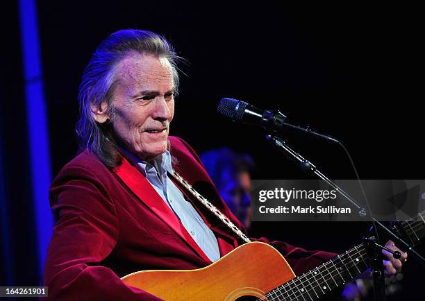 Singer/songwriter Gordan Lightfoot performs during an evening with Gordon Lightfoot at The GRAMMY Museum on March 21, 2013 in Los Angeles, California.