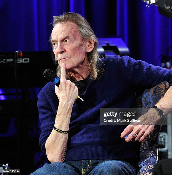 Singer/songwriter Gordan Lightfoot onstage during an evening with Gordon Lightfoot at The GRAMMY Museum on March 21, 2013 in Los Angeles, California.