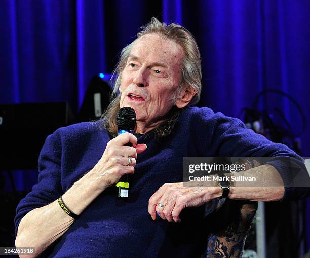 Singer/songwriter Gordan Lightfoot onstage during an evening with Gordon Lightfoot at The GRAMMY Museum on March 21, 2013 in Los Angeles, California.