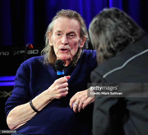 Singer/songwriter Gordan Lightfoot onstage during an evening with Gordon Lightfoot at The GRAMMY Museum on March 21, 2013 in Los Angeles, California.