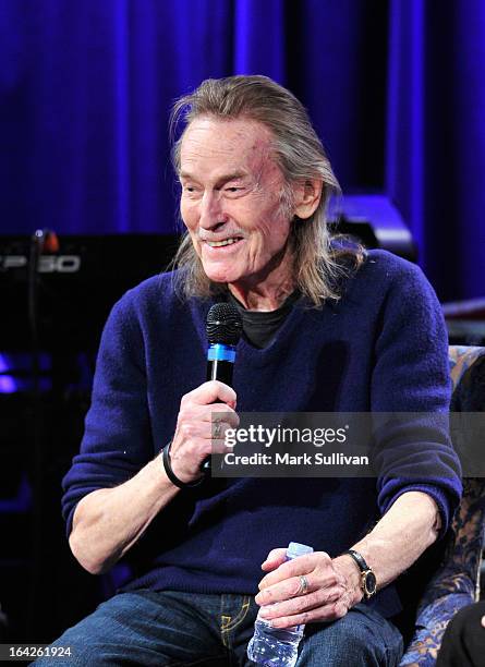 Singer/songwriter Gordan Lightfoot onstage during an evening with Gordon Lightfoot at The GRAMMY Museum on March 21, 2013 in Los Angeles, California.