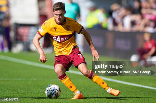 During a cinch Premiership match between Heart of Midlothian and Motherwell at Tynecastle, on September 03 in Edinburgh, Scotland.