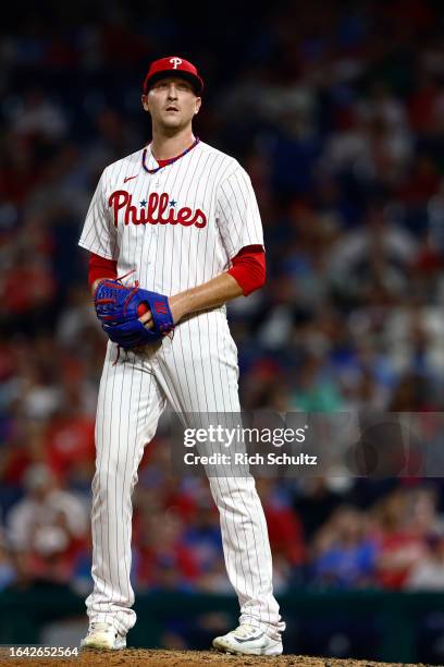 Jeff Hoffman of the Philadelphia Phillies in action against the St. Louis Cardinals during a game at Citizens Bank Park on August 25, 2023 in...