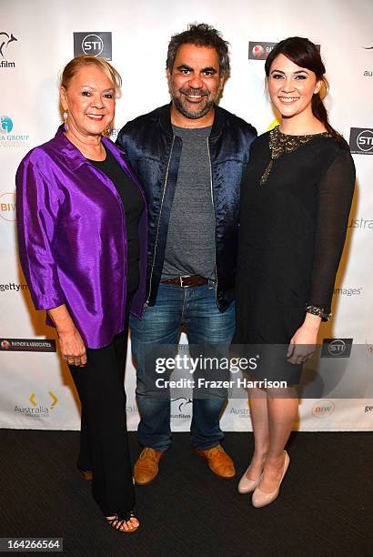 Singer Laurel Robinson, Director Wayne Blair and actress Shari Sebbens attend the Australians In Film Screening of "The Sapphires" at Los Angeles...