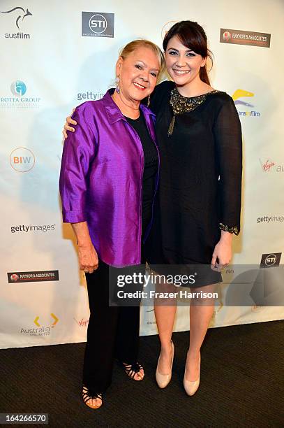 Singer Laurel Robinson, and actress Shari Sebbens attend the Australians In Film Screening of "The Sapphires" at Los Angeles Film School on March 21,...