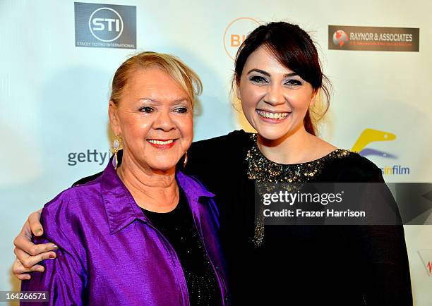 Singer Laurel Robinson, and actress Shari Sebbens attend the Australians In Film Screening of "The Sapphires" at Los Angeles Film School on March 21,...