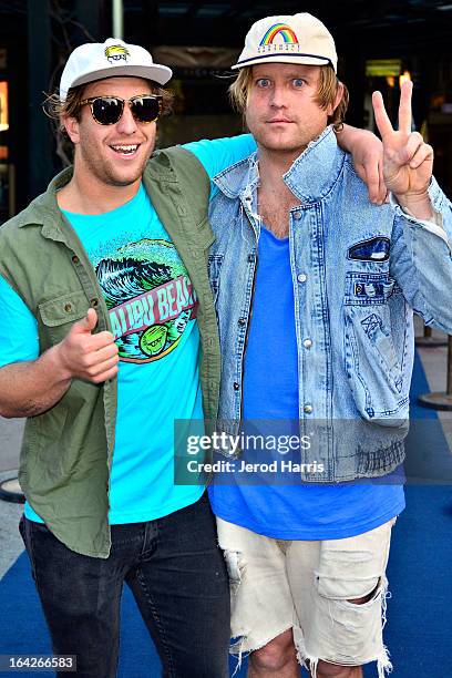 Surfers Chad Marshall and Trace Marshall arrive at Disney's 'A Deeper Shade Of Blue' surfing documentary premiere at AMC Downtown Disney 12 Theater...