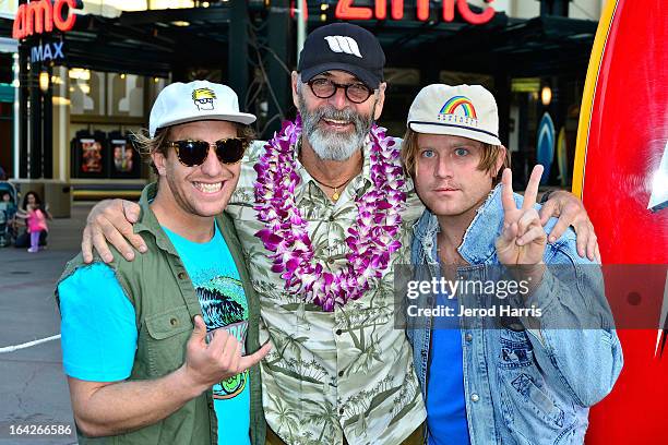 Chad Marshall, film maker Jack McCoy and Trace Marshall attend Disney's 'A Deeper Shade Of Blue' surfing documentary premiere at AMC Downtown Disney...