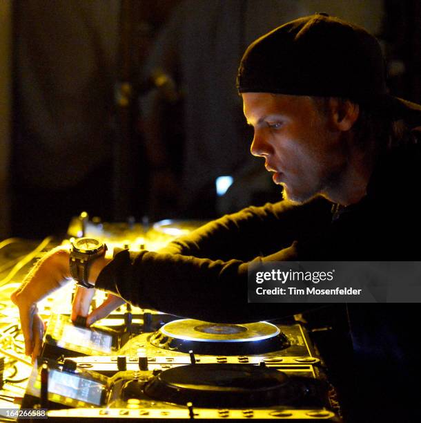 Avicii performs at his House For Hunger Party at a private residence on March 21, 2013 in Miami Beach, Florida.