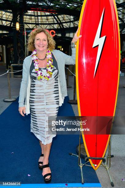 Womens surfing world champion Jericho Poppler arrives at Disney's 'A Deeper Shade Of Blue' surfing documentary premiere at AMC Downtown Disney 12...