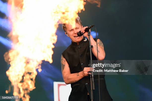 Conor Mason of Nothing but Thieves performs on Day 3 of Leeds Festival 2023 at Bramham Park on August 27, 2023 in Leeds, England.