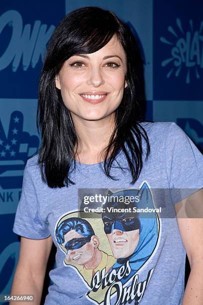 Actress Kate Kelton attends the launch of the Batman classic TV series licensing program at Meltdown Comics and Collectibles on March 21, 2013 in Los...