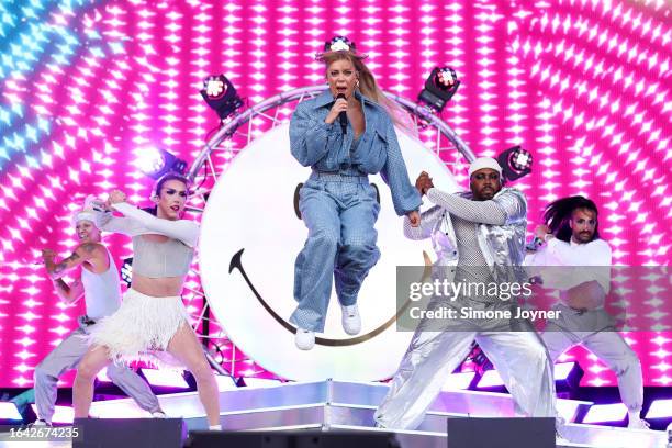 Becky Hill performs live on the main stage during day three of Reading Festival 2023 at Richfield Avenue on August 27, 2023 in Reading, England.