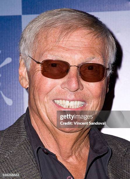 Actor Adam West attends the launch of the Batman classic TV series licensing program at Meltdown Comics and Collectibles on March 21, 2013 in Los...