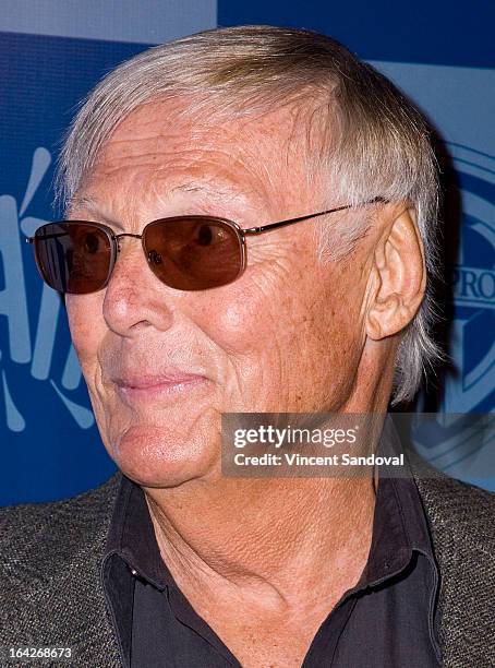 Actor Adam West attends the launch of the Batman classic TV series licensing program at Meltdown Comics and Collectibles on March 21, 2013 in Los...