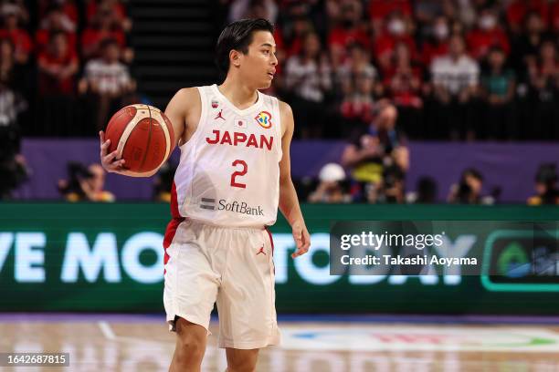 Yuki Togashi of Japan handles the ball during the FIBA Basketball World Cup Group E game between Japan and Finland at Okinawa Arena on August 27,...