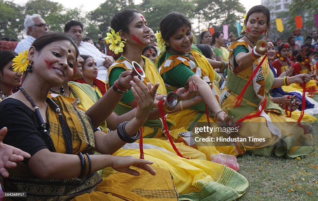 Students Performing At Basanta Utsav Cultural Programme In Kolkata