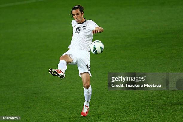 Ivan Vicelich of the New Zealand All Whites looks to attack during the FIFA World Cup Qualifier match between the New Zealand All Whites and New...