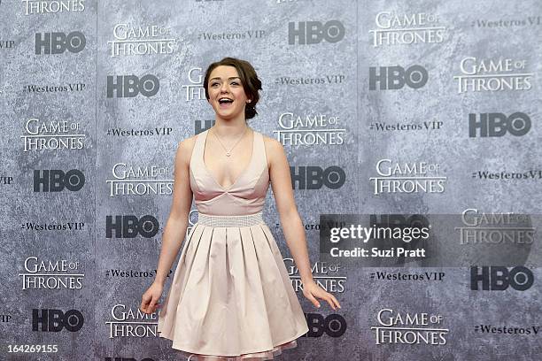 Actress Maisie Williams at the "Game of Thrones" season 3 premiere at Cinerama Theater on March 21, 2013 in Seattle, Washington.
