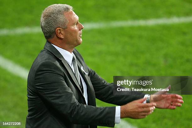 Head Coach Ricki Herbert of New Zealand All Whites looks on during the FIFA World Cup Qualifier match between the New Zealand All Whites and New...